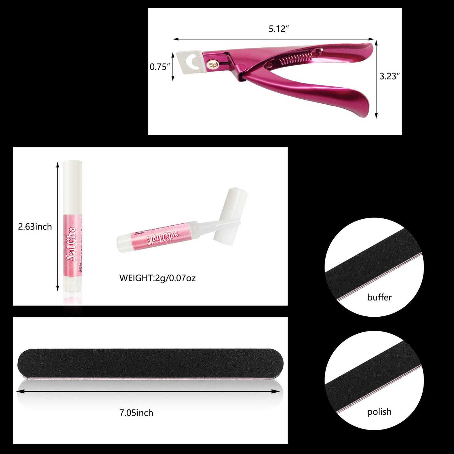 16 Pcs Nail Glues Set,10 PCS Nail Glue for Acrylic Nails,Adhesive Super Bond for Fake Nails,1 Nail Clipper Cutter for Fake Nails,5 Double Sided Emery Beauty & Personal Care Tailpa