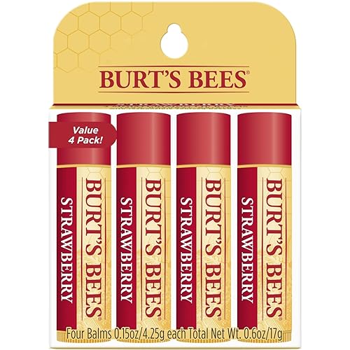 Burt's Bees 100% Natural Moisturizing Lip Balm, Strawberry with Beeswax & Fruit Extracts - 4 Tubes Beauty & Personal Care Burt's Bees