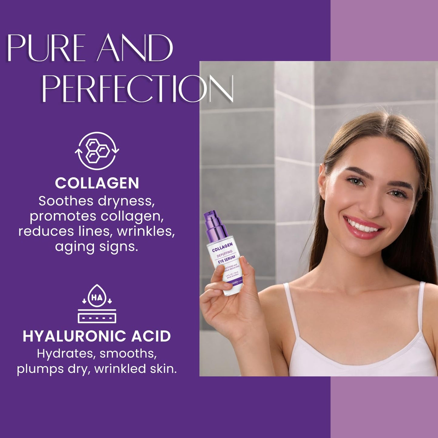 The Beauty Standard Collagen & Hyaluronic Acid Under Eye Serum - Anti-Aging, Hydrating, Reduces Puffiness & Wrinkles - Dermatologist Tested, Korean Beauty & Personal Care The Beauty Standard