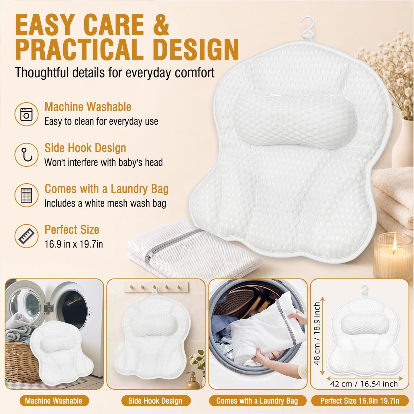 SZXYX Bath Pillows for Tub,Ergonomic Bathtub Spa Bath Pillow 5D Air Mesh Bathtub Headrest with Neck & Back Support Suitable for All Bathtubs, Hot Beauty and Personal Care SZXYX