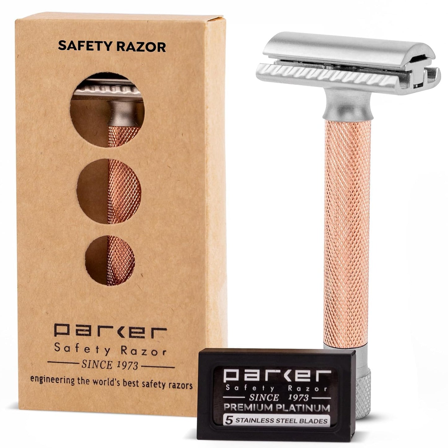 Parker THE VARIANT CLOSED COMB - ADJUSTABLE Double Edge Safety Razor, Customize your Shave with a Turn of the Dial from Mild to Aggressive - 5 Blades Beauty and Personal Care Parker Safety Razor