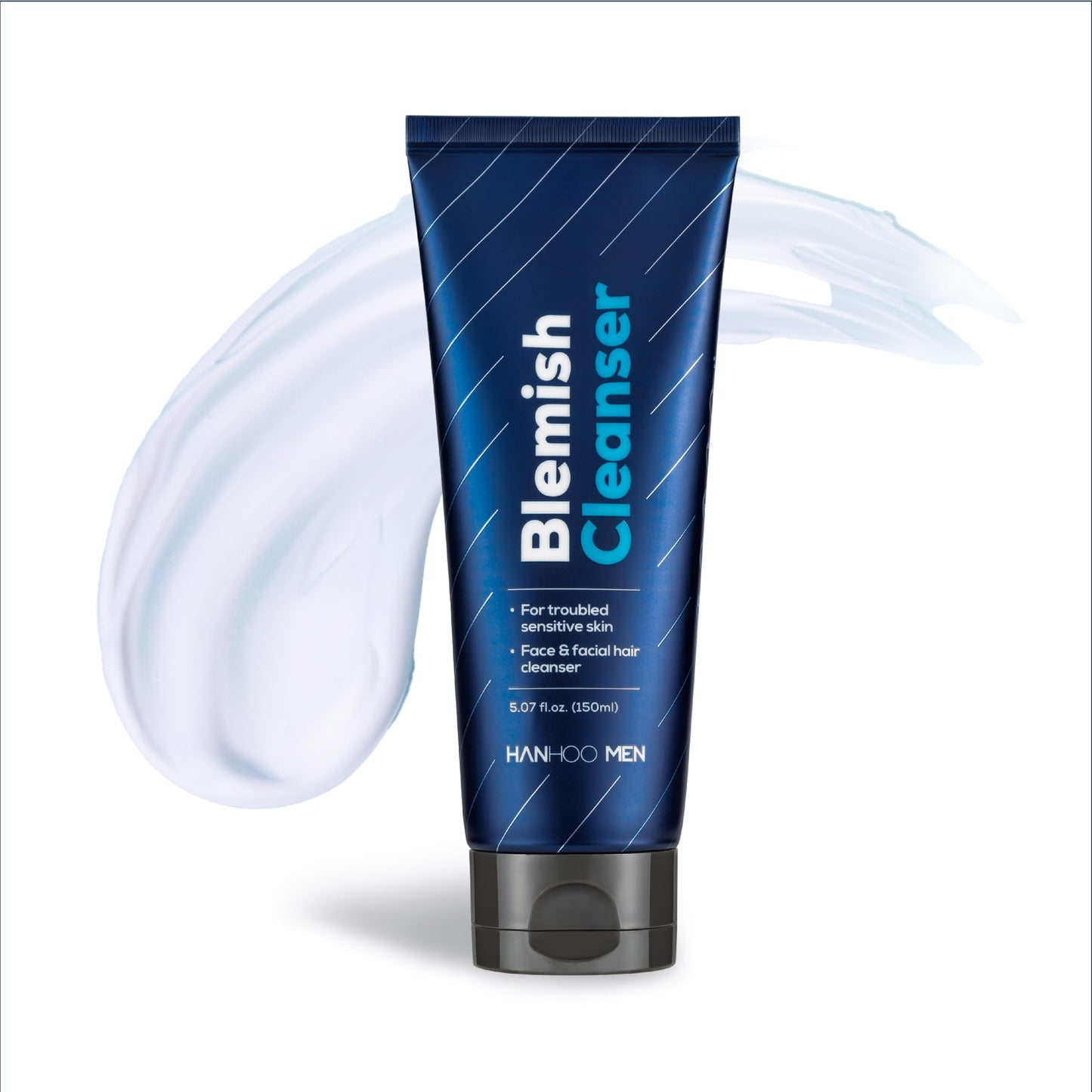 Hanhoo Men’s Blemish Cleanser, 5.07 Fl. Oz., with Bamboo, Sea Salt, and Hyaluronic Acid, Daily Facial Cleanser, Clears Away Dirt and Oil, Pre-Shave Beauty & Personal Care HANHOO