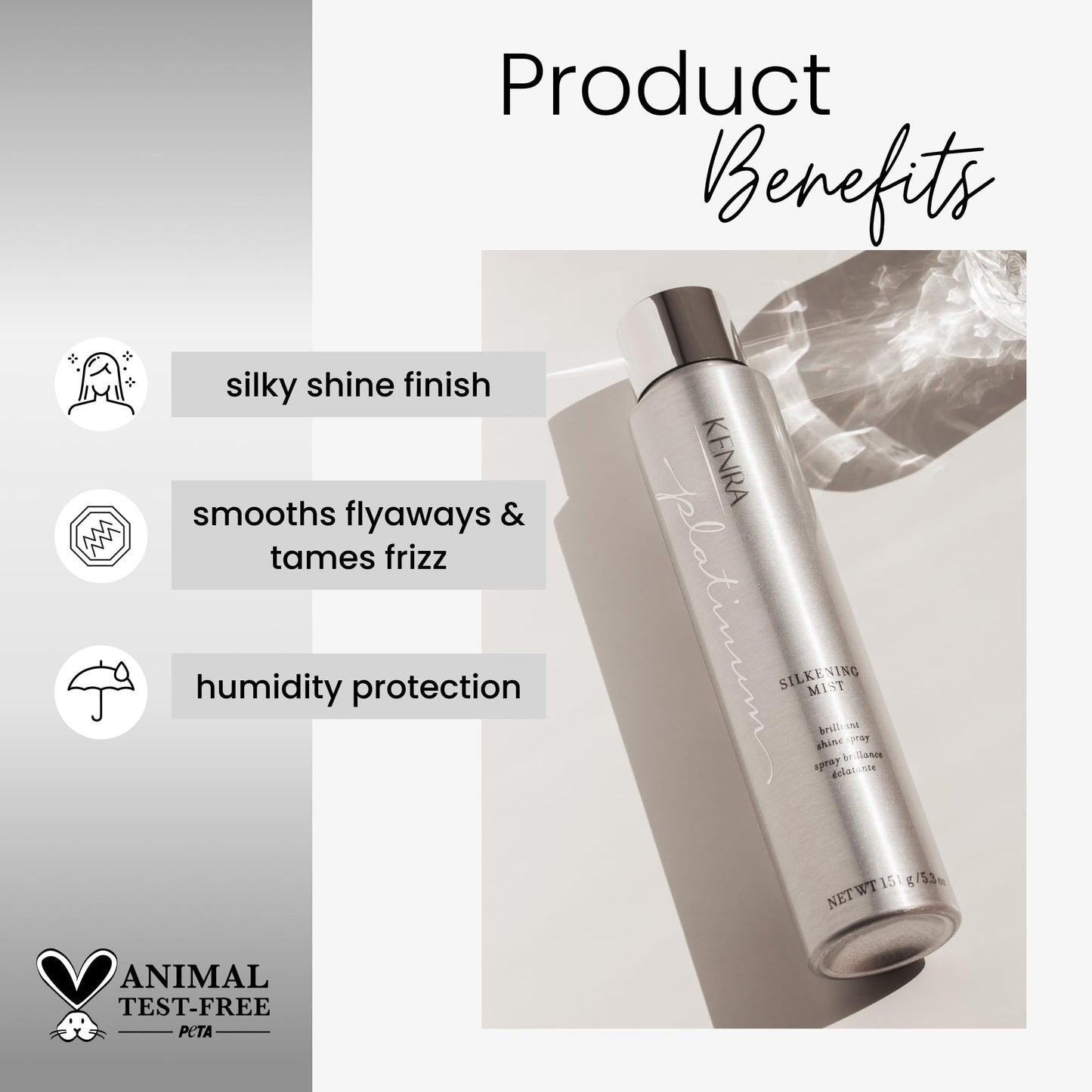 Kenra Professional Platinum Silkening Mist 80% | Brilliant Shine Spray | Smooths Flyaways, Detangles and Tames Frizz | Humidity Protection | All Hair Beauty & Personal Care Kenra