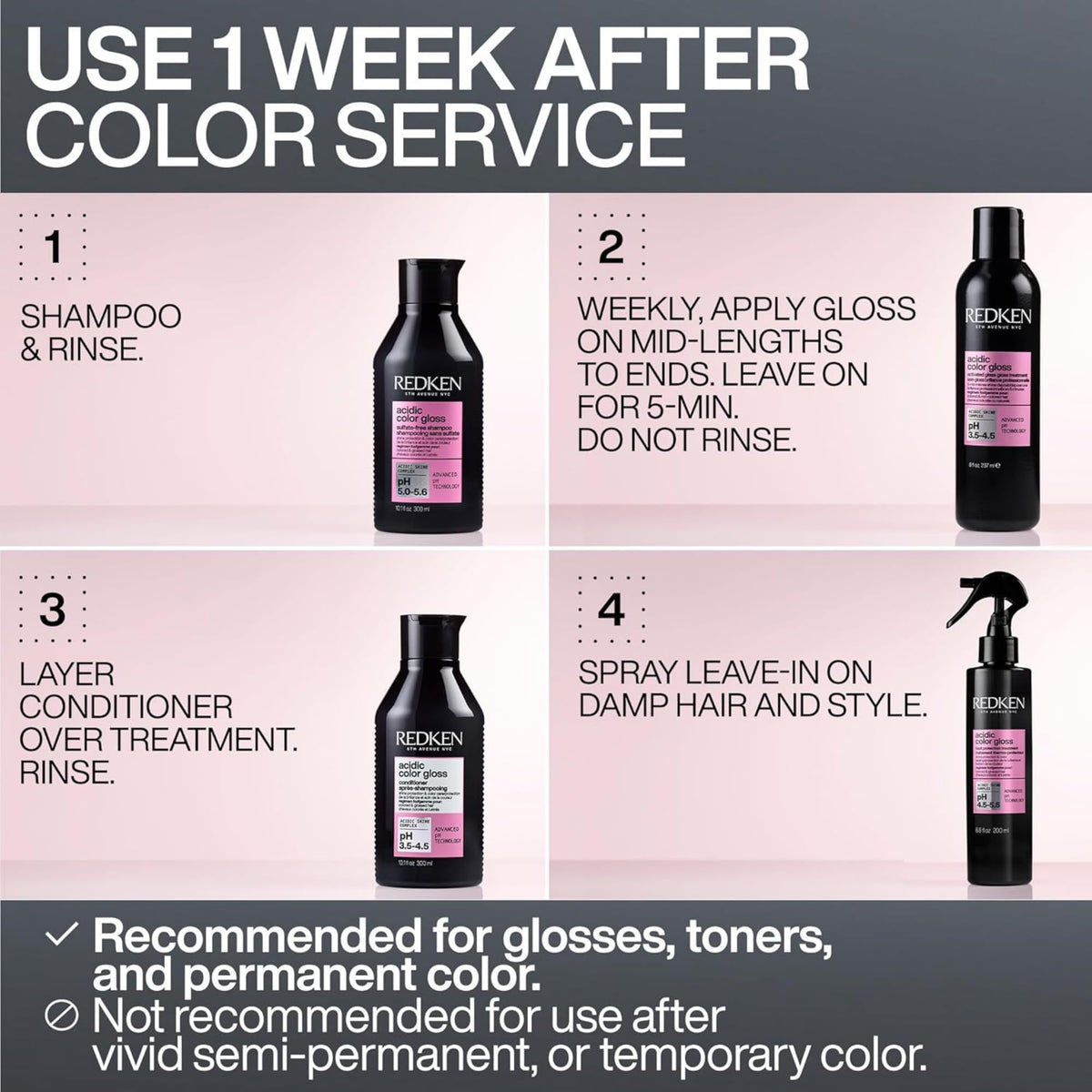 Redken Acidic Color Gloss Leave-In Spray - Heat Protection, 1 Fl Oz