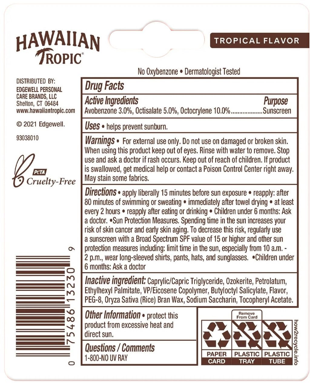 Hawaiian Tropic Lip Balm Sunscreen Stick, SPF 30, 0.14oz - Pack of 10 Beauty and Personal Care Hawaiian Tropic
