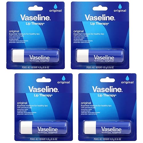 Vaseline Lip Therapy Care Original, Fast-Acting Nourishment, Ideal for Chapped, Dry, Cracked, or Damaged Lips, Lip Balm, 0.16 Ounce (Pack of 4) Beauty & Personal Care Vaseline