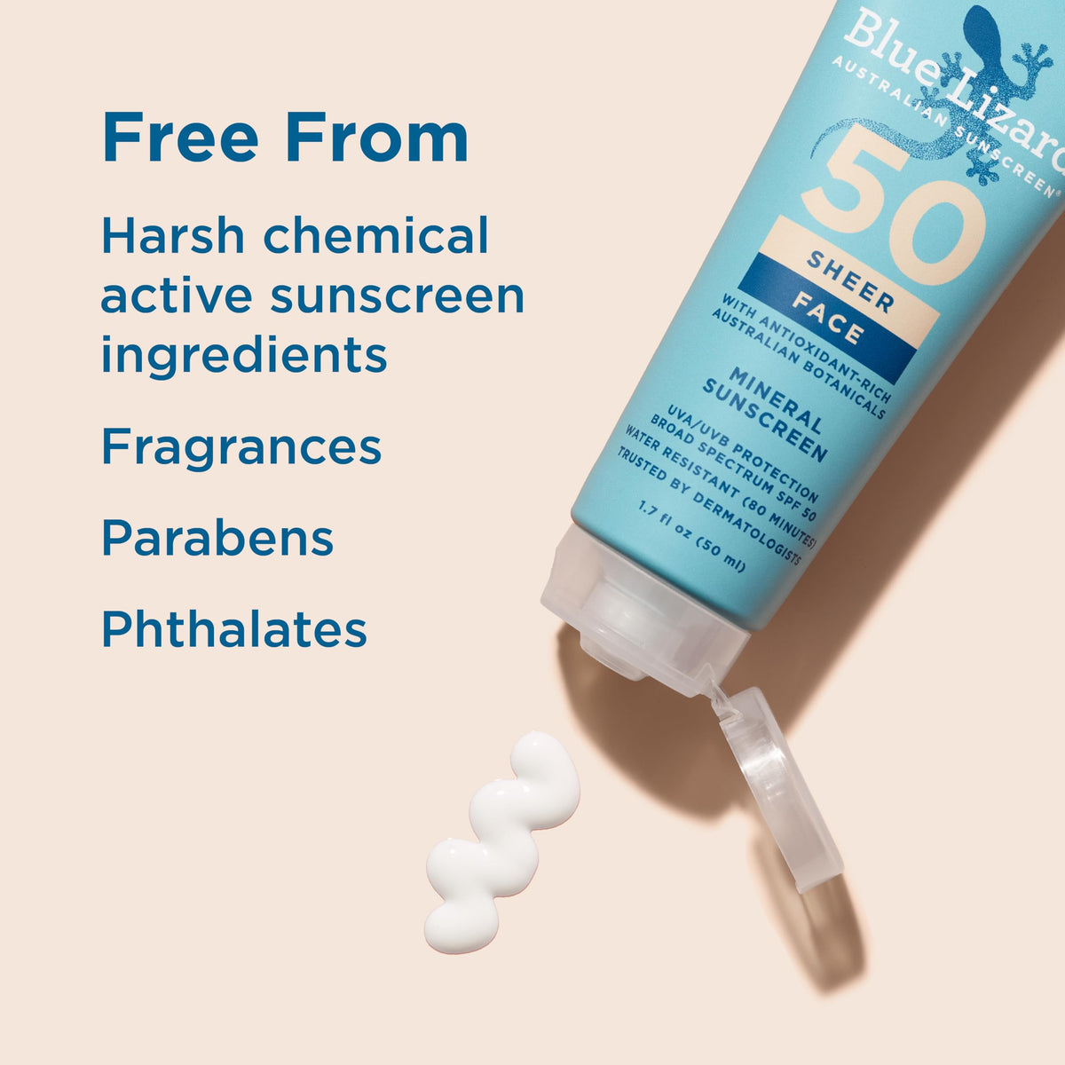 Blue Lizard Sheer Face Mineral SPF 50 Sunscreen Lotion, 100% Mineral Formula, Blue Light Protection, Lightweight, No White Cast, Nourishes Beauty & Personal Care BLUE LIZARD
