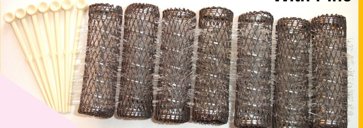 2 Packs (14 total) MEDIUM BRUSH ROLLERS & PINS Hair Curlers Bristles 2 1/2"x 3/4" NEW Beauty & Personal Care Hair Accessories