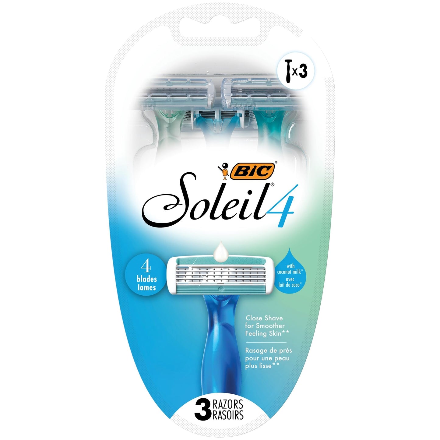 BIC Soleil 4 Women's Disposable 4 Blade Razors, Flexible Blades and Rubber Grip Handle, 3-Pack Beauty & Personal Care BIC