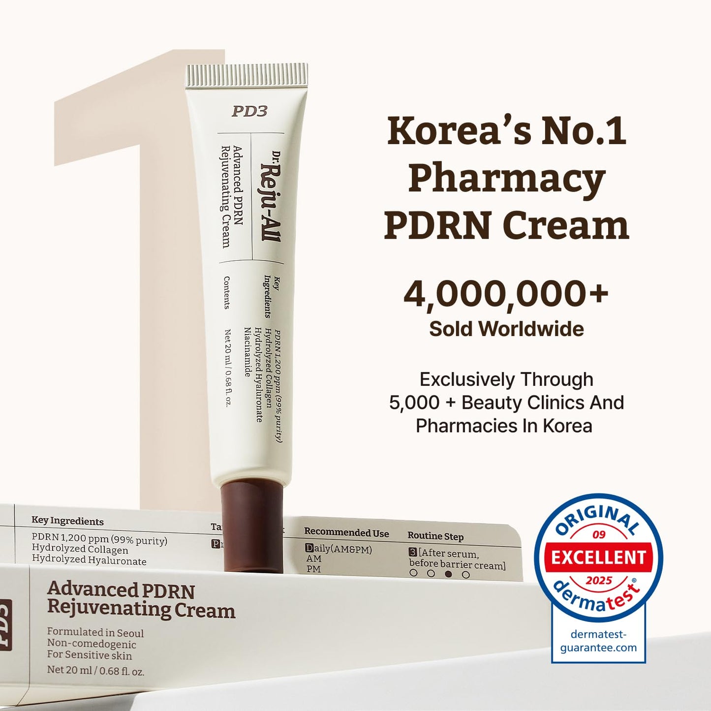 Dr.Reju-All PDRN Rejuvenating Cream - Rejuall PDRN Face Moisturizer - Optimal 1200ppm for Glass Skin & Plumping - Korean Pharmacy Anti-Aging Skin Care Beauty and Personal Care Dr.Reju-All