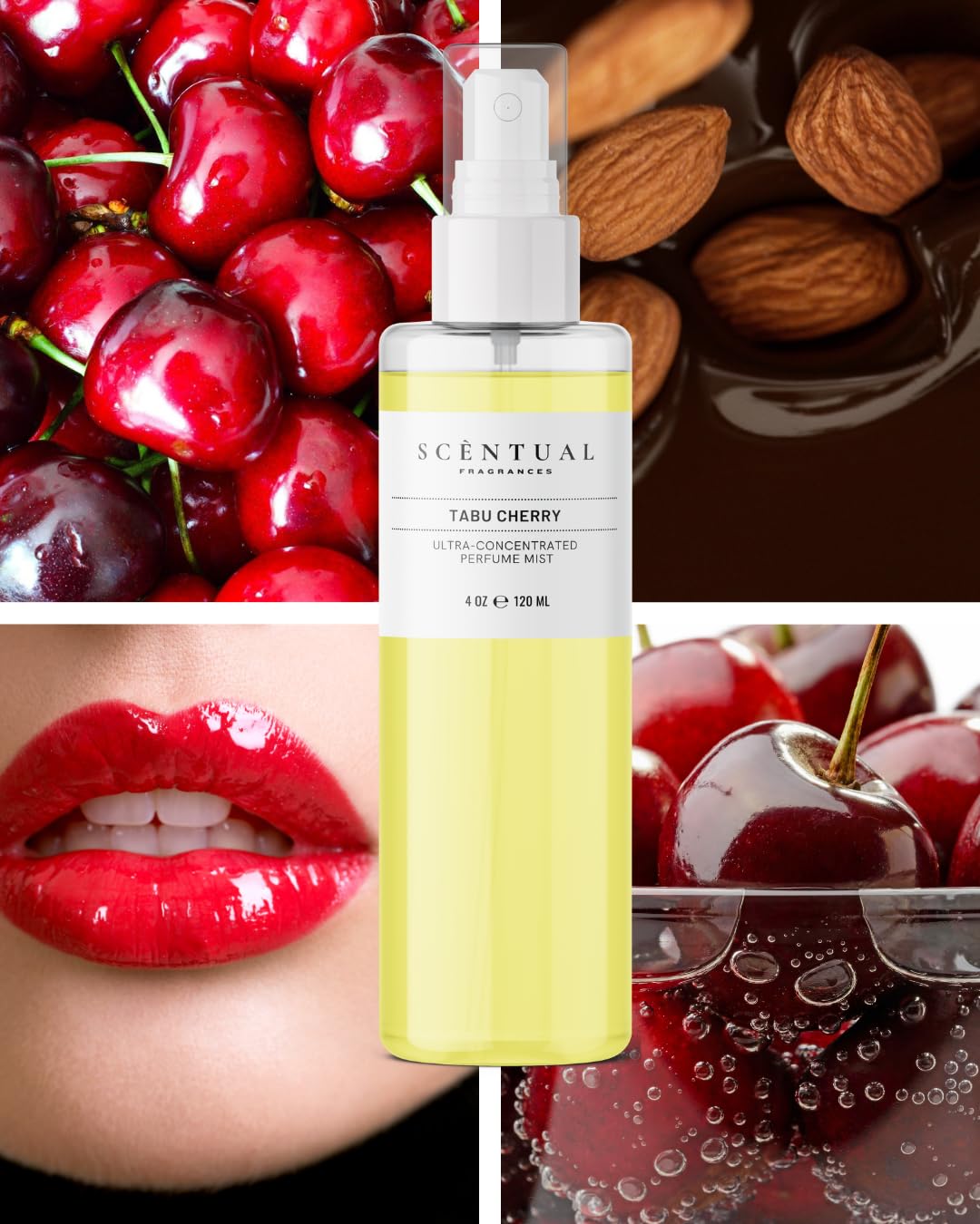 Scentual Fragrances Tabu Cherry, Ultra-Concentrated Hair & Body Perfume Mist, Long Lasting Women's Fragrance, Gourmand Perfumes for Women, Vegan Beauty & Personal Care Scentual Fragrances