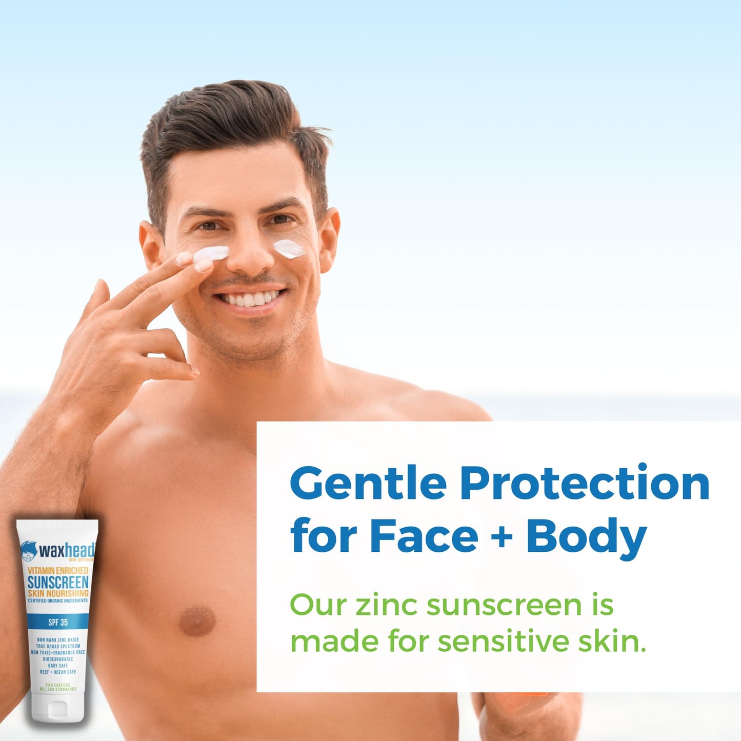 Waxhead Non-Nano Zinc Oxide Sunscreen, EWG Sunscreen with Zinc Oxide for Face & Body, Mineral Natural Non-Toxic Pure Sunblock, Biodegradable Cream Beauty & Personal Care Waxhead Sun Defense Foods