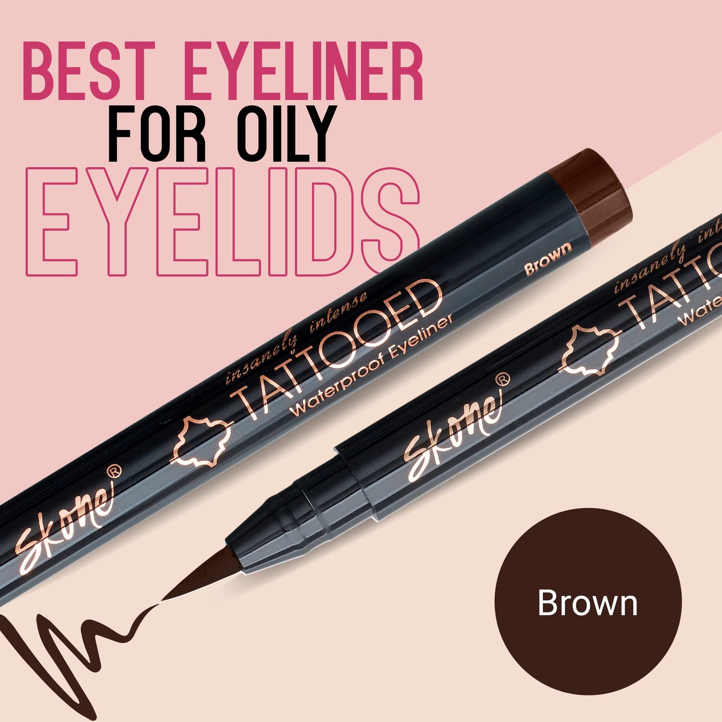 Skone Cosmetics Insanely Intense Tattooed Eyeliner Pen - Waterproof Liquid Eyeliner, Long Lasting, Sweat Proof, Smudge Proof Felt Tip Liquid Eyeliner Beauty & Personal Care Skone