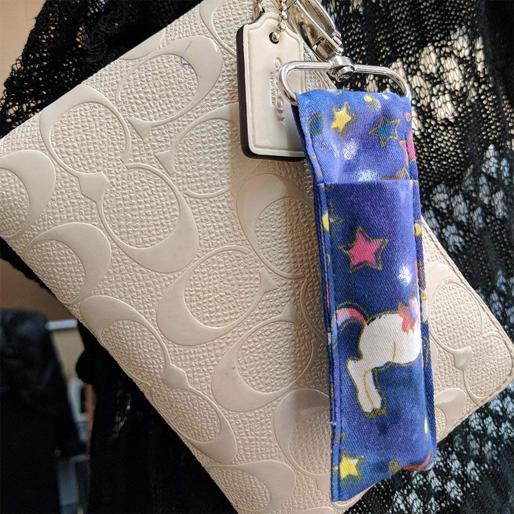 2 UNICORN Patterned Material Lip Balm Holsters LIPSTICK HOLDERS WITH Metal Clip Beauty and Personal Care Birdz
