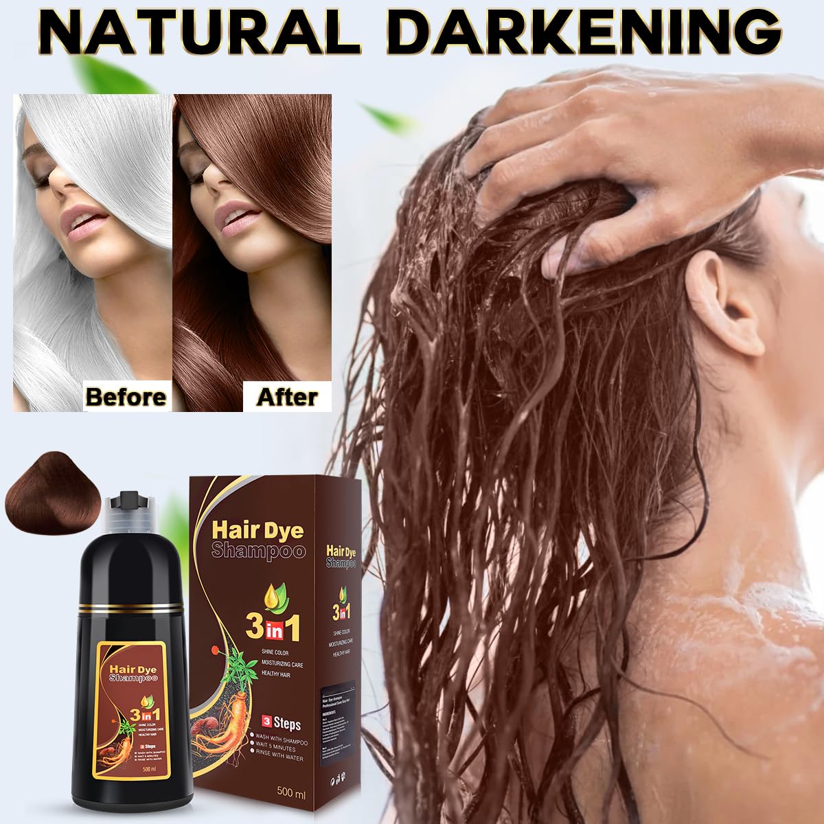 cosmpro Hair Dye Shampoo Chestnut Brown Hair Color Shampoo for Gray Hair Coverage Hair Dye Shampoo 3 in 1 for Men and Women, Instant Color Shampoo Beauty and Personal Care cosmpro