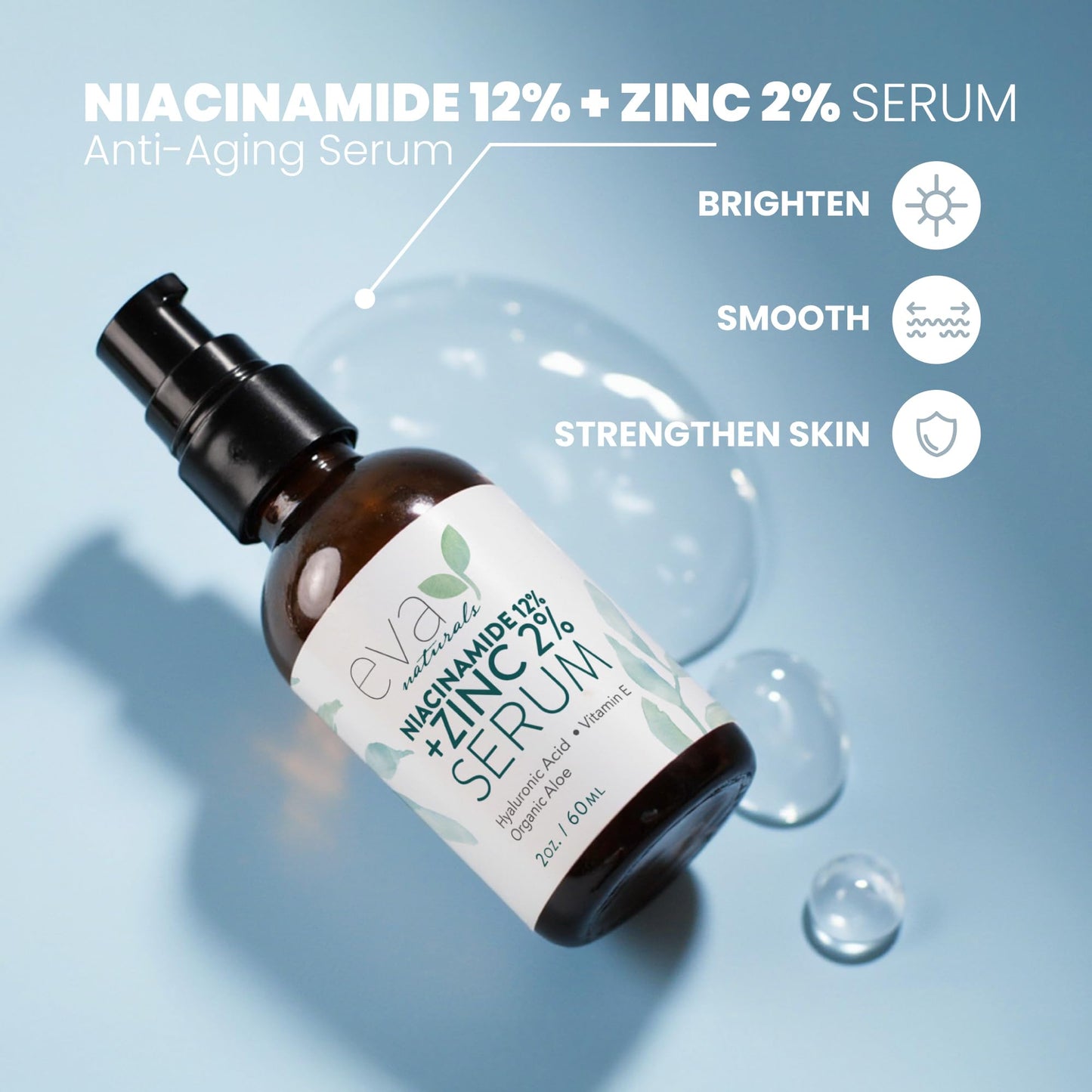 Niacinamide 12% Serum for Face w/Zinc & Hyaluronic Acid - Vitamin B3 & E Pore Minimizer for Dark Spot Corrector, Even Skin Tone, Oil Control Beauty & Personal Care Eva Naturals