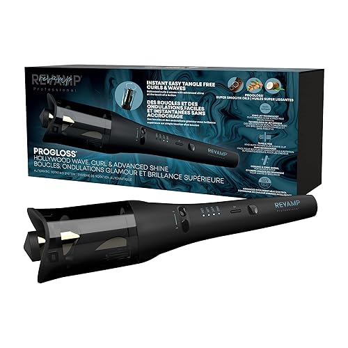 Revamp Progloss Hollywood Automatic Curling Iron - Advanced Shine Rotating Curling Iron with Hydrating Dual Ionic Jets, Ceramic Barrel Infused Beauty & Personal Care REVAMP