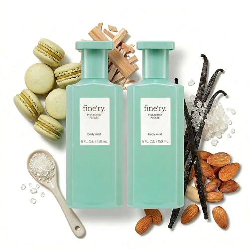 Fine'ry Pistachio Please Hair + Body Fragrance Fine Mist Spray | Warm Gourmand, Vanilla Scent with Roasted Almond & Sweet Pistachio, Vegan Beauty & Personal Care Fine'ry