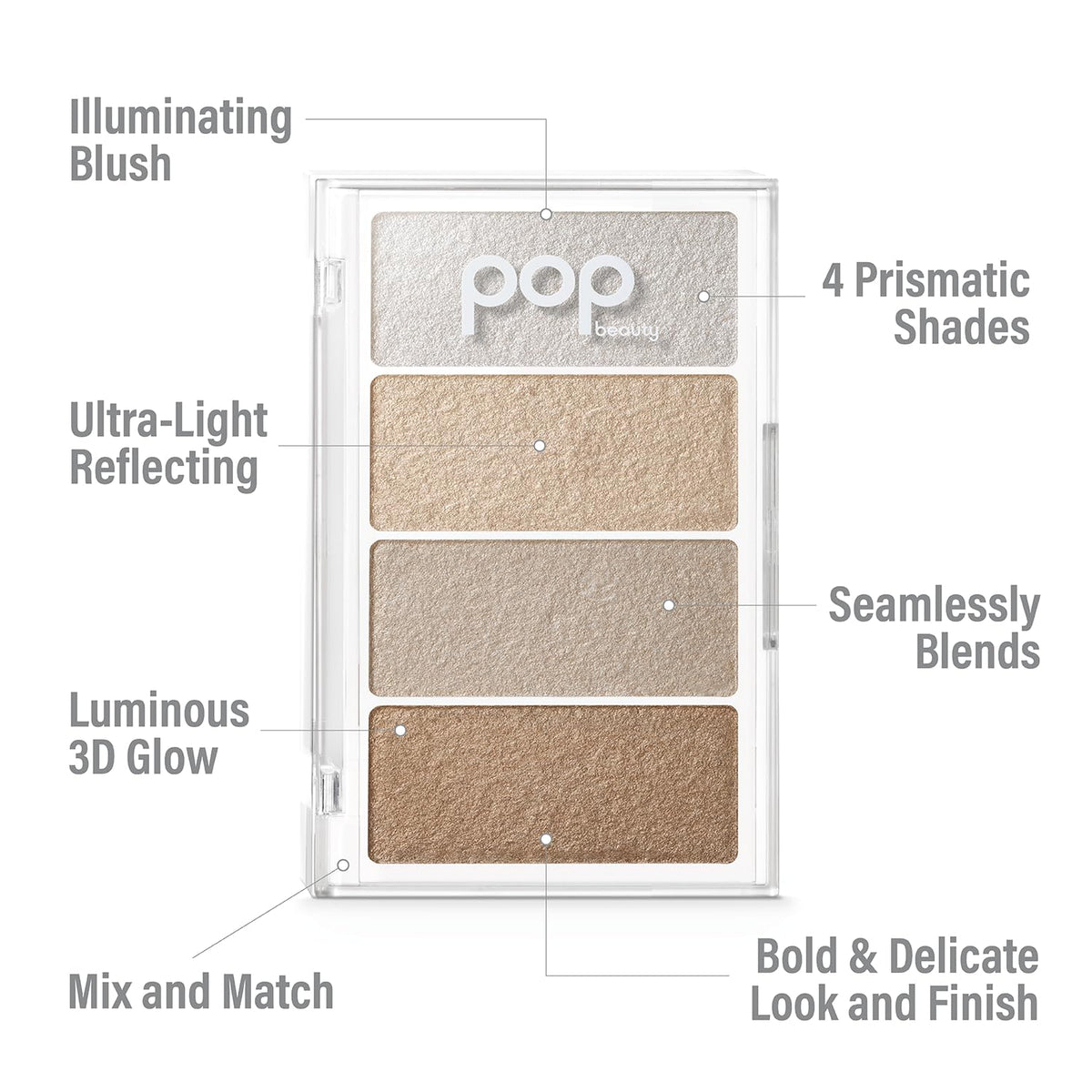 POP Beauty PRISMATIC POP PALETTE | BETTER BARE - Ultra Light Reflecting Blush Palette, Seamlessly Blends onto Skin for an Ethereal Finish, 4 Shade