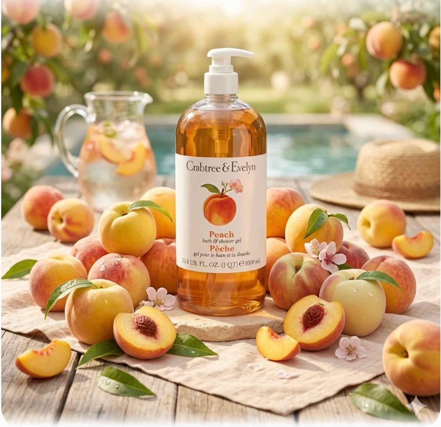 Crabtree & Evelyn Peach Bath & Shower Gel, 1L | Rare Discontinued Fruity Formula | Vintage Classic with Soft Peach Blossom Scent | Large Pump Bottle Beauty & Personal Care Crabtree & Evelyn