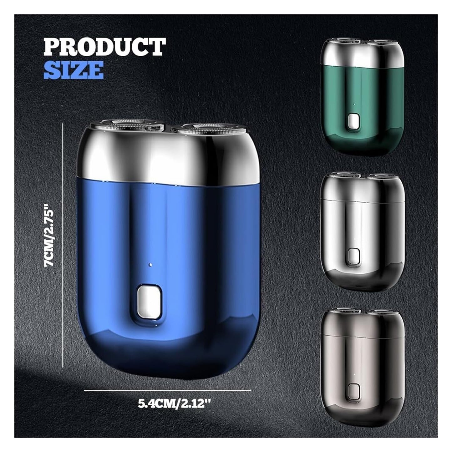 PWVFXHYF 2025 New Upgrade Mini Dual-Head Electric Shaver - Pocket-Size USB Rechargeable Shaver for Men, Washable Double Head Razor(Blue) Beauty and Personal Care PWVFXHYF