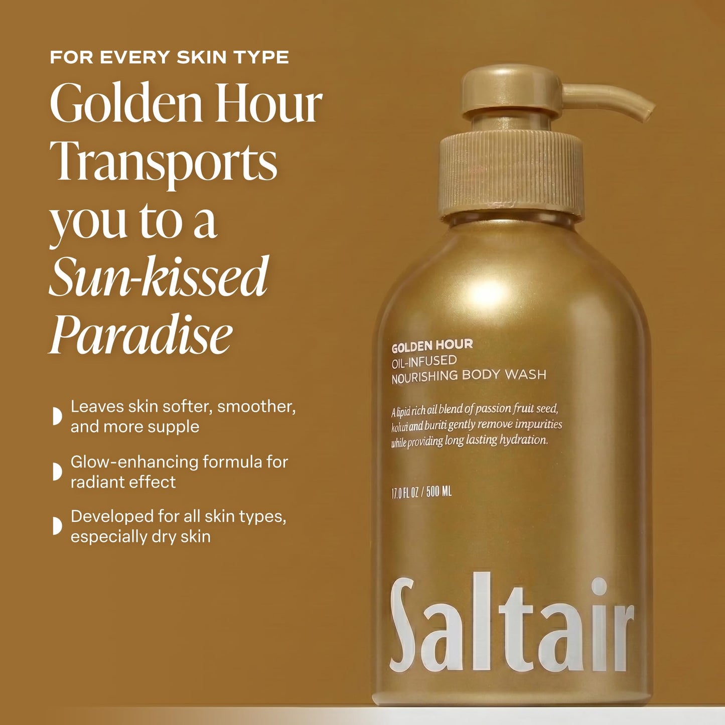 Saltair Body Wash 2-Pack - Moisturizing Body Wash with Vitamin E & Hydrating Oil Blend - Scented Shower Gel for Women and Men - Golden Hour Scent, 2x Beauty & Personal Care Saltair