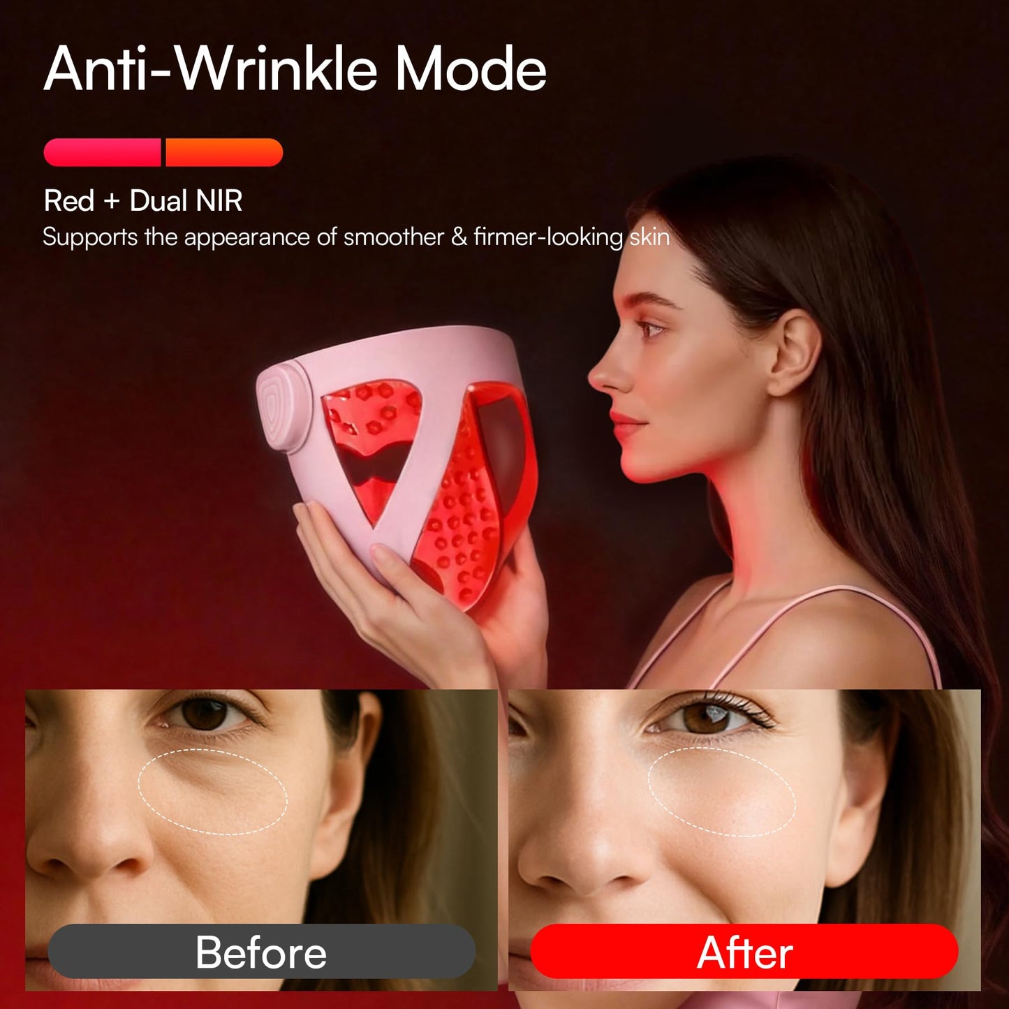 INIA Glow 4D Wireless Red Light Therapy Mask for face - Dual NIR, 320 LEDs, 4 Modes, Under-Eye Cooling, Cordless & Rechargeable LED Face Mask for Home Beauty and Personal Care INIA