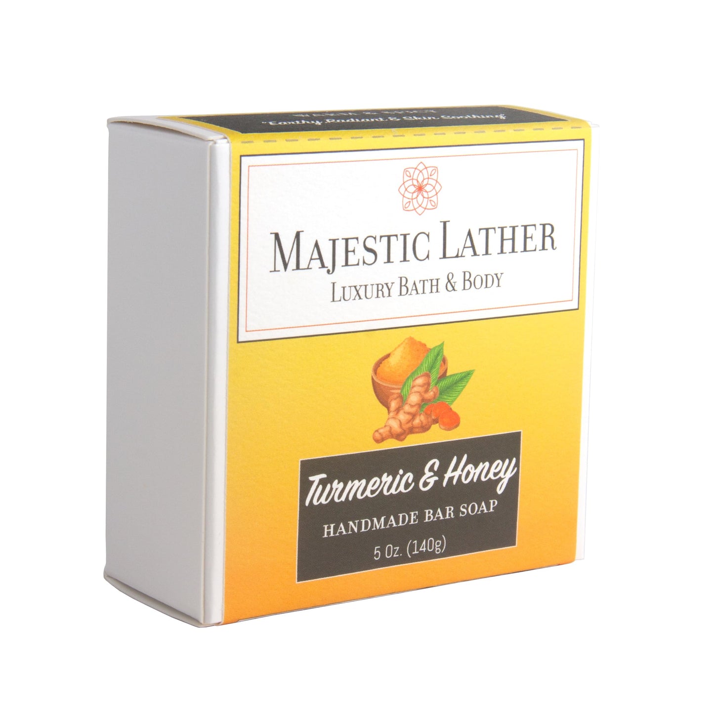 Turmeric & Honey Luxury Handmade Bar Soap for Face & Body. Gentle Cleansing, Soothing, Moisturizing & Nourishing - Shea Butter & Natural Oils. Cold Beauty & Personal Care Majestic Lather