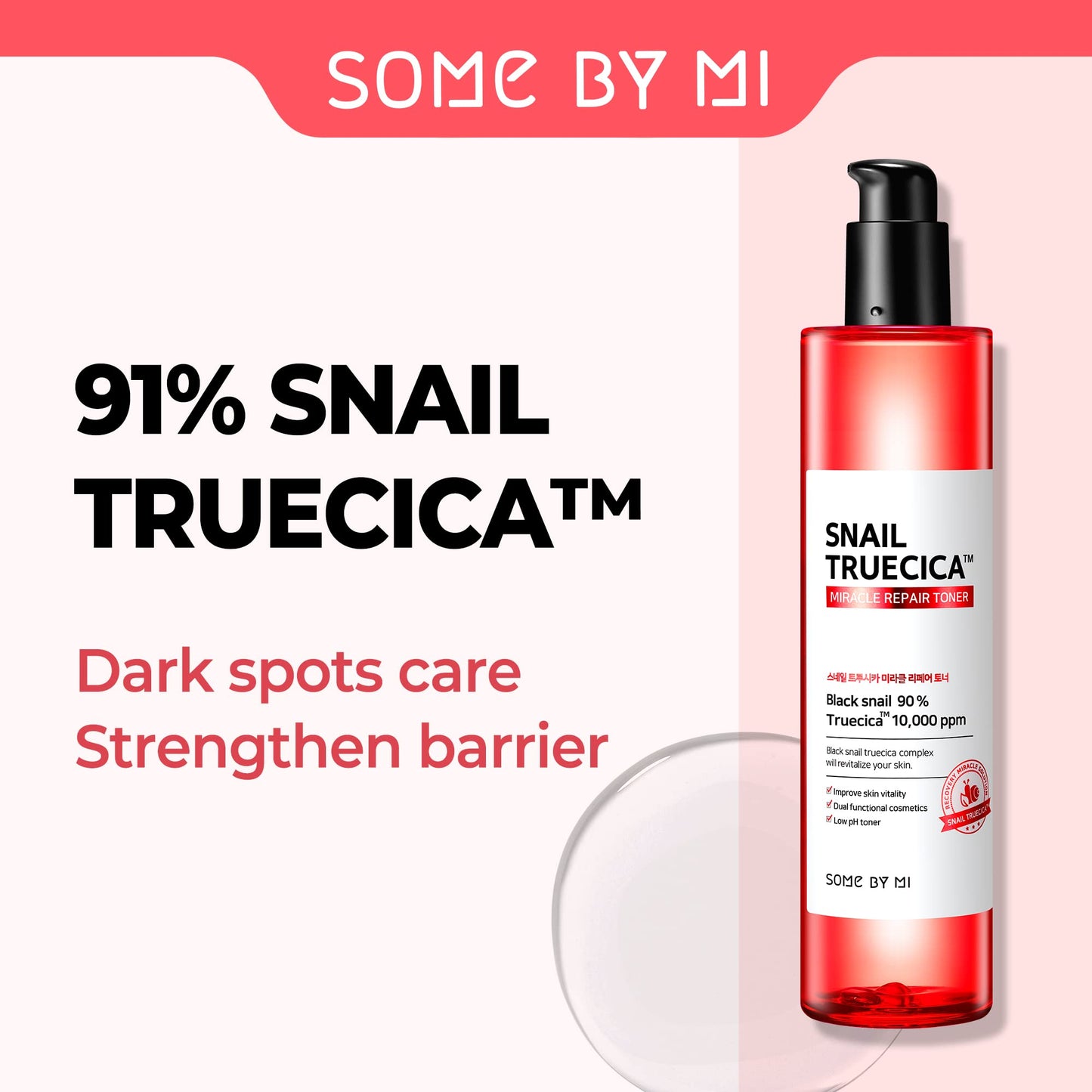 SOME BY MI Snail Truecica Miracle Repair Toner - 4.6Oz, 135ml - Made from Snail Mucin for Sensitive Skin - Daily Repair Face Toner with Skin Texture Beauty & Personal Care SOME BY MI