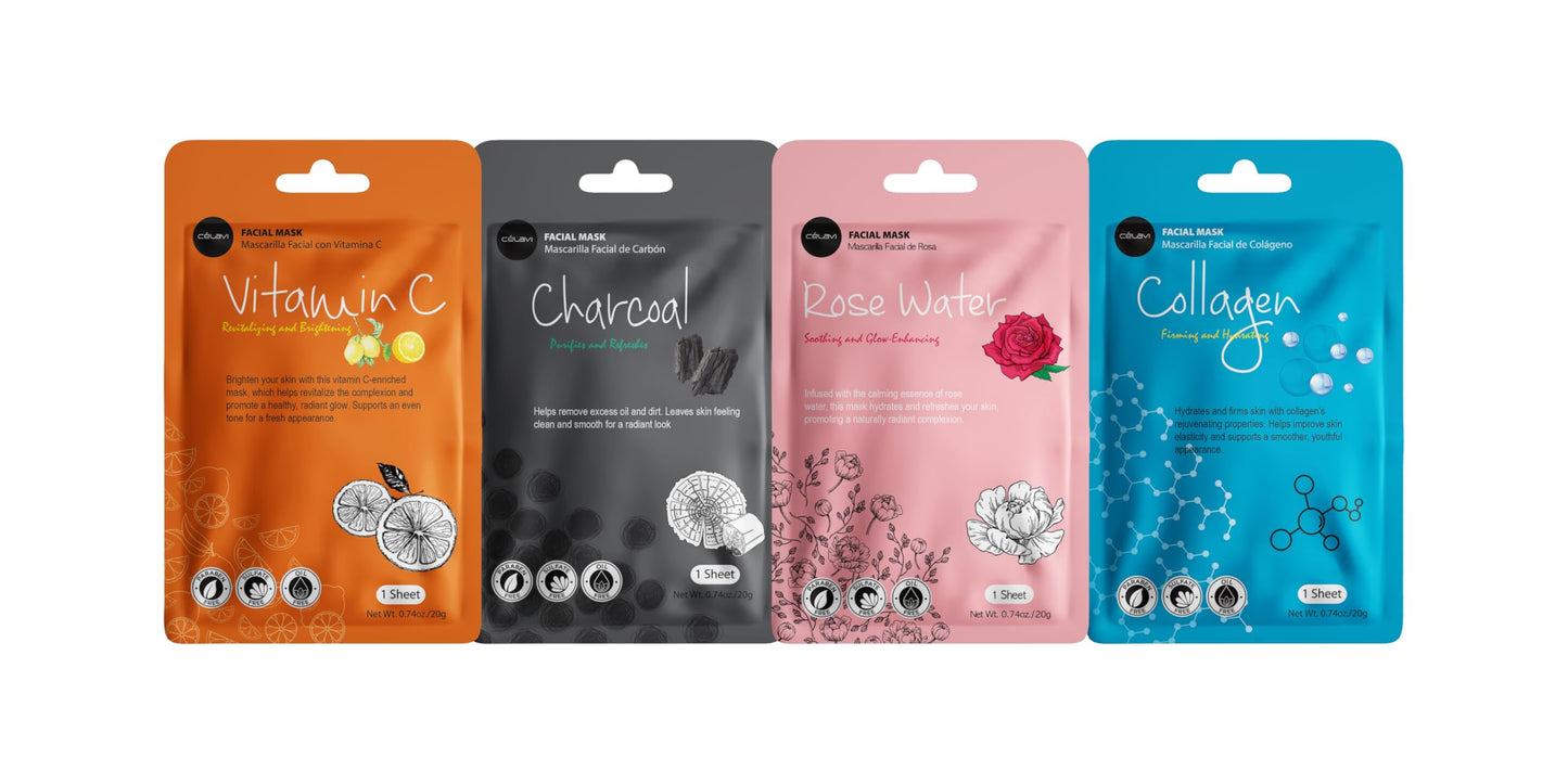 celavi Face Mask Set Korean Beauty Essence Facial Paper Sheet Mask Korea Skin Care Moisturizing 4 Packs of each 12 New flavors K-Beauty Skincare 48 Beauty & Personal Care Celavi Cosmetics