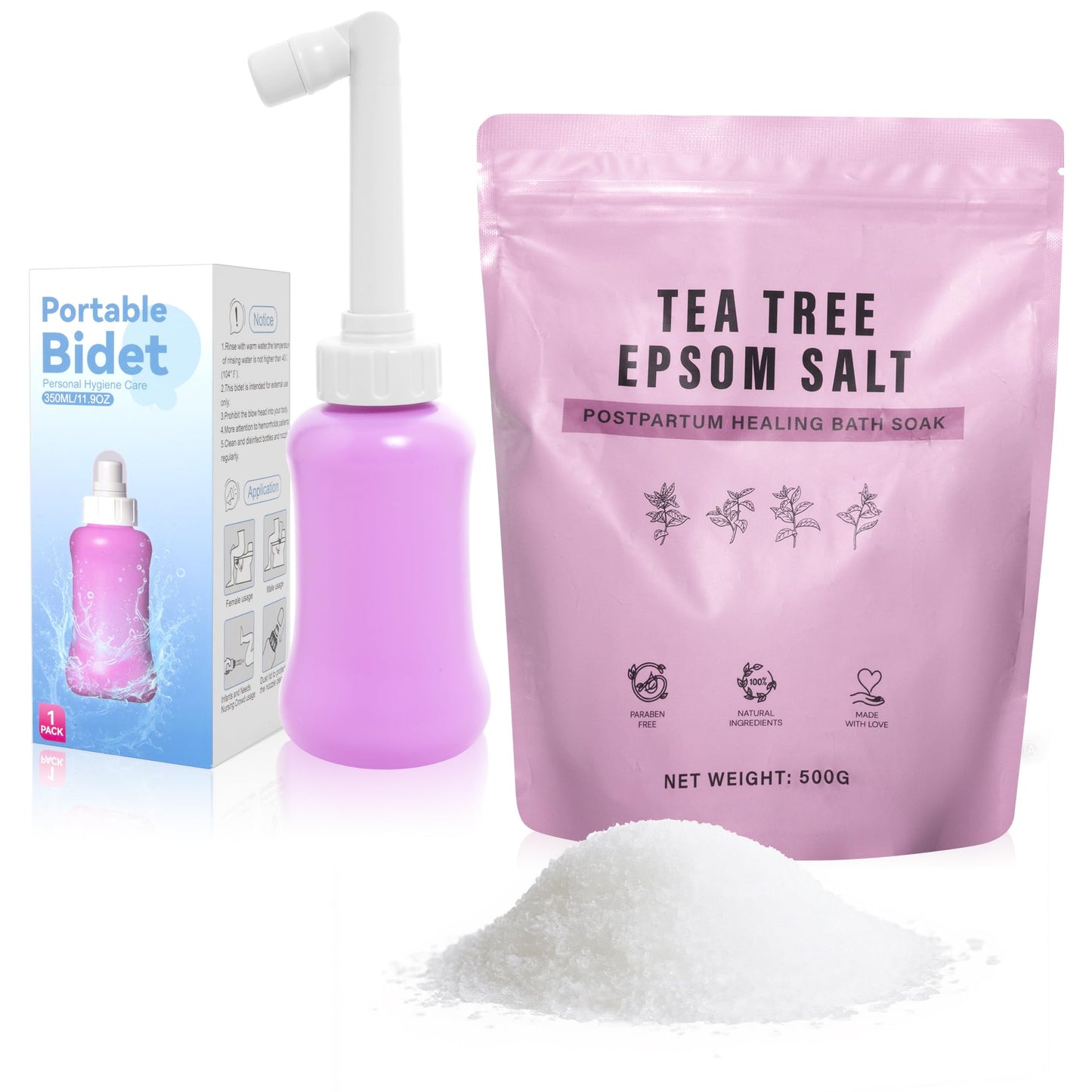 Peri Bottle & Sitz Bath Soak Set for Postpartum Care, Portable Bidet and Bath Salts for Perineal Cleansing Beauty and Personal Care SOFTCA