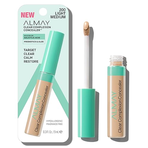 Almay Clear Complexion Acne & Blemish Spot Treatment Concealer Makeup with Salicylic Acid- for Sensitive Skin, 200 Light/Medium, 0.3 fl oz. Beauty & Personal Care Almay