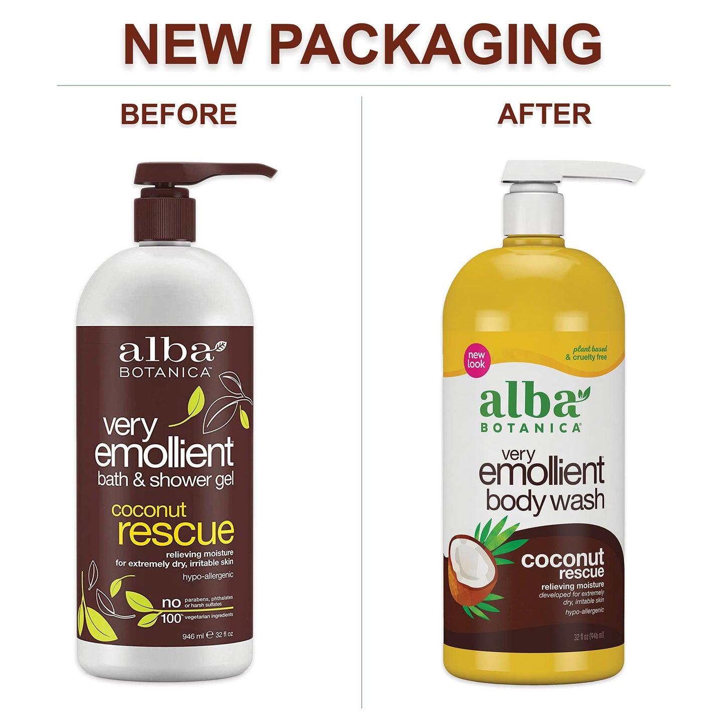 Alba Botanica Very Emollient Body Wash, Coconut Rescue, 32 Oz Beauty & Personal Care Alba Botanica