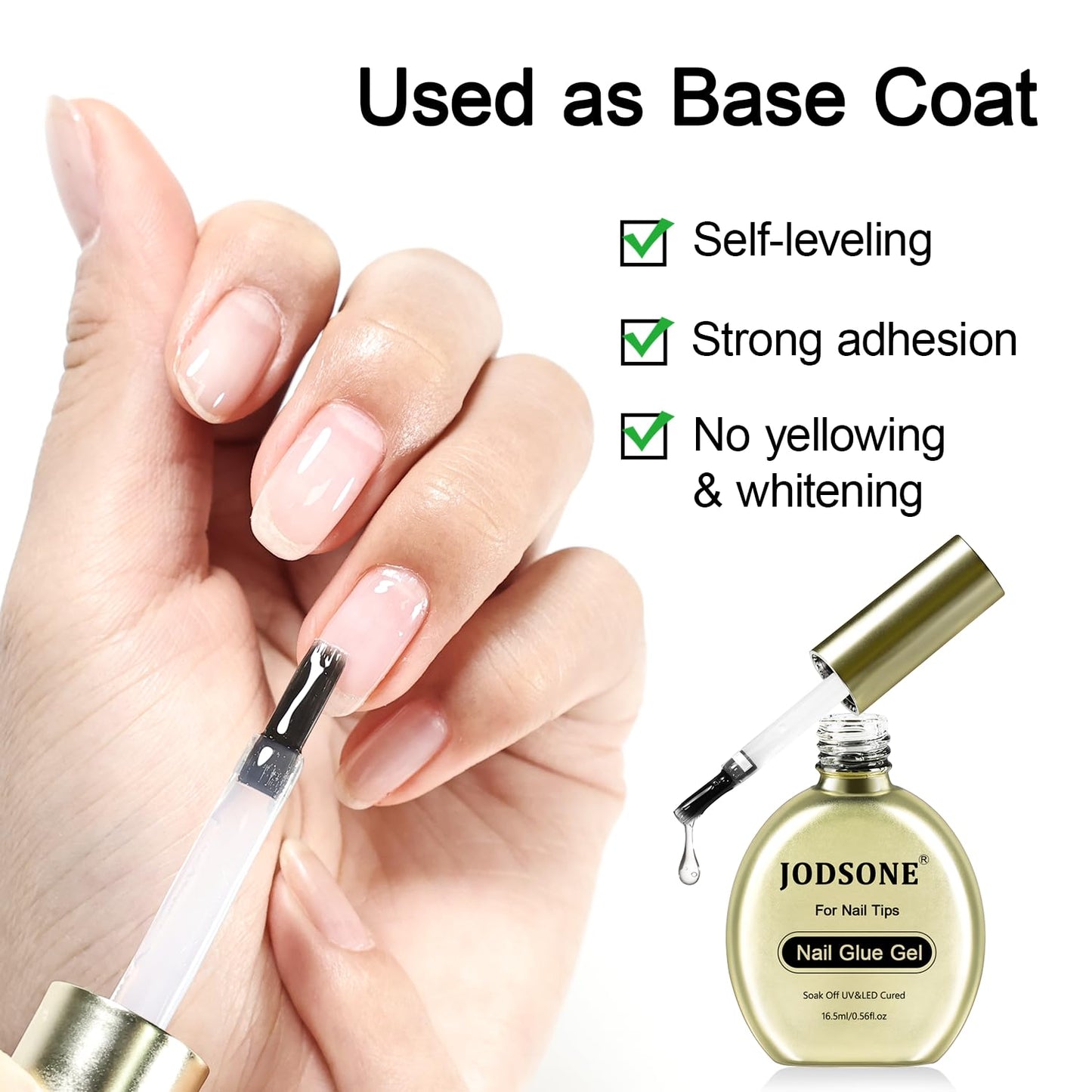 JODSONE Nail Glue Gel - 16.5ml 4-in-1 Formula for Tips, Base Coat, Builder Gel & Rhinestones. Achieve Long-Lasting, Salon-Quality Art at Home Requires Beauty and Personal Care JODSONE