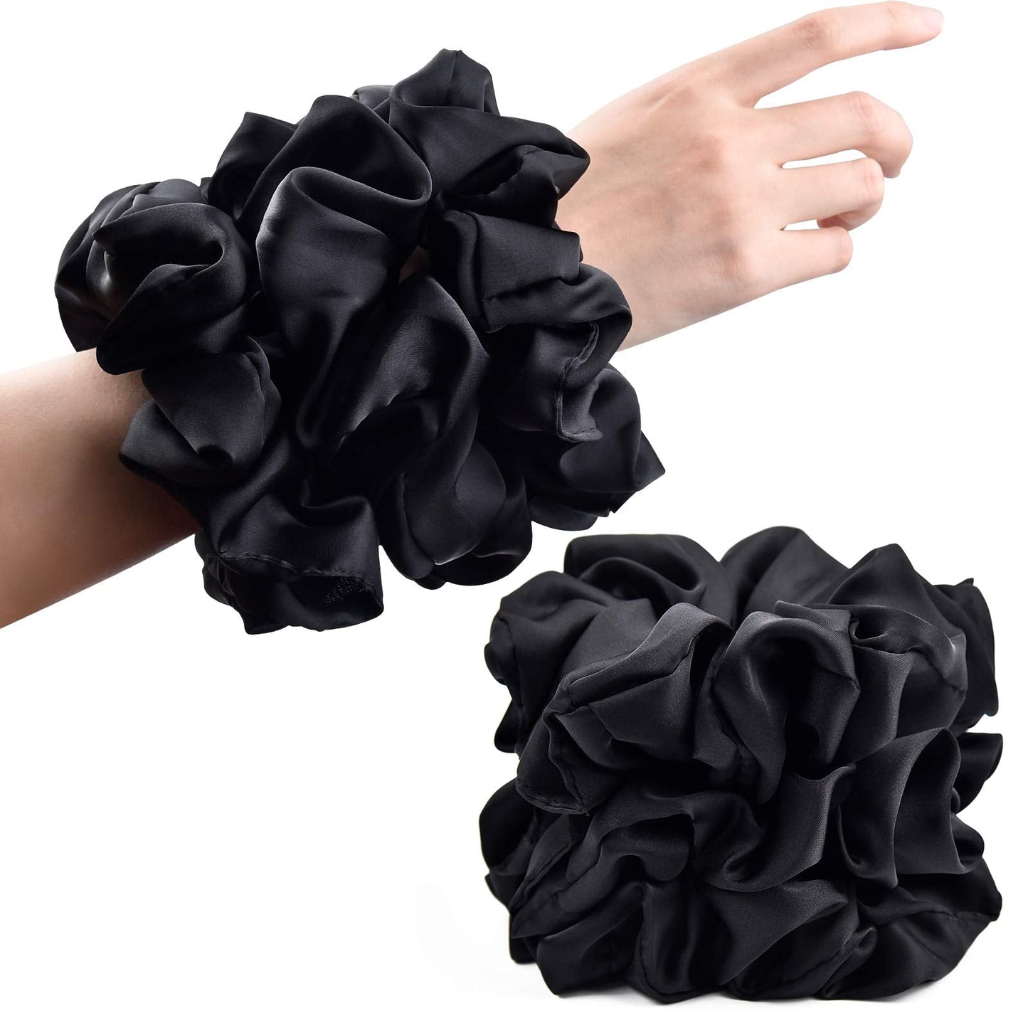 CEELGON Black Big Scrunchies for Women 6.3Inches Large Scrunchie Satin Oversized Silk Thick Elastic Hair Ties Jumbo Hair Scrunchies 6 Pack (Black) Beauty and Personal Care CEELGON Default Title
