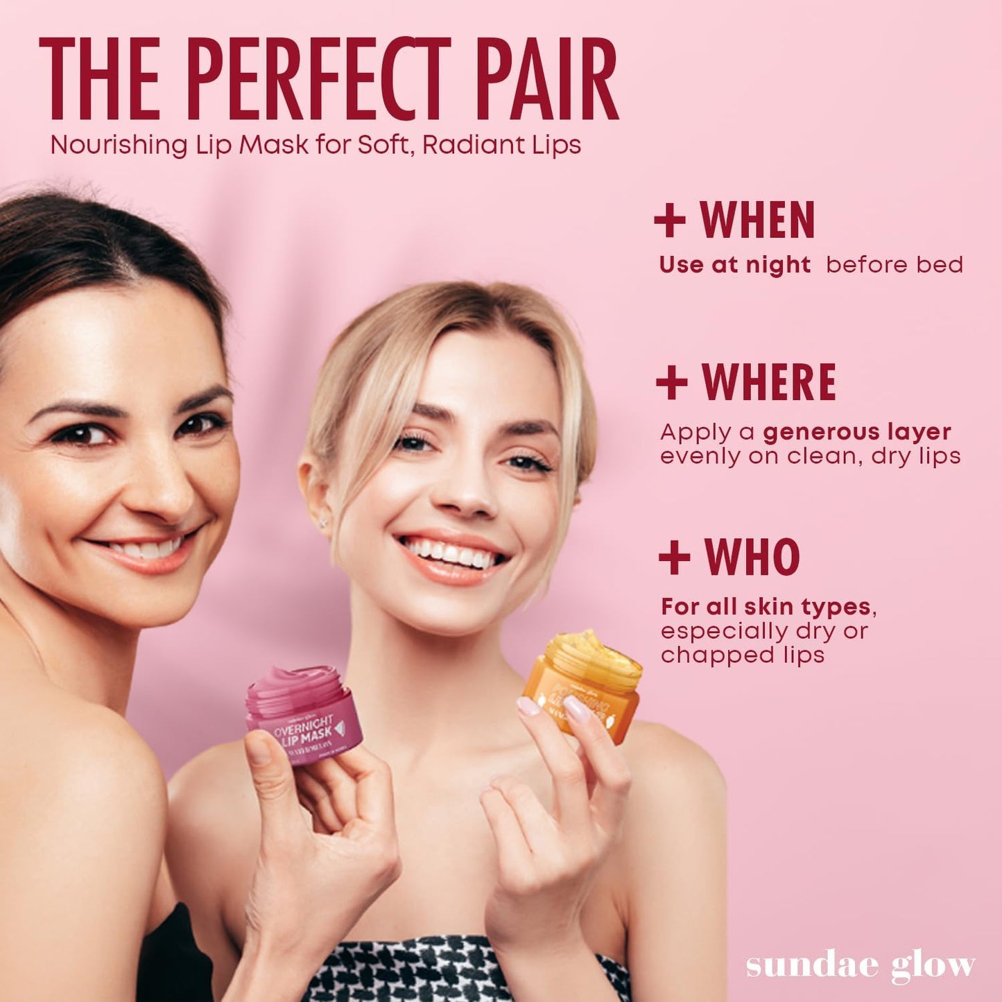 Sundae Glow Lip Mask & Scrub - Watermelon, Mango & Vanilla - Hydrates, Exfoliates, Softens & Repairs Dry, Cracked Lips - Dermatologist Tested, Korean Beauty and Personal Care Sundae Glow