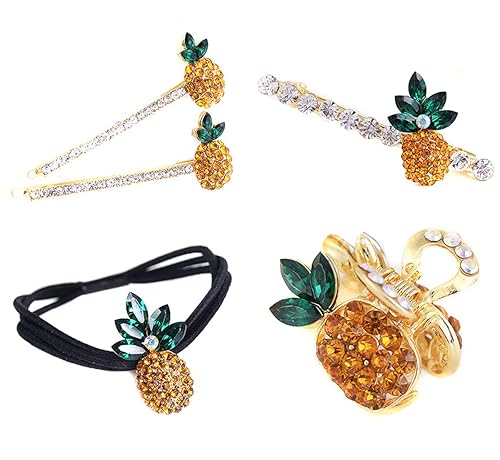 Set of 5 Fashion Rhinestone Hair Claw Creative pineapple Bobby Pin Headwear Hair Barrettes Clamps Hair Rope Accessories Hair Clips for Women Beauty & Personal Care Suoirblss