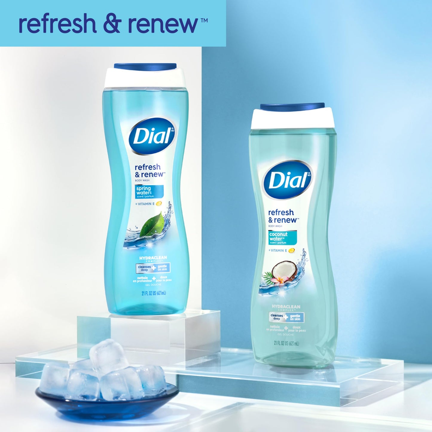 Dial Body Wash, Refresh & Renew Spring Water, 23 Fl Oz (Pack of 3), Hydraclean Complex & Vitamin E, Gentle, Leaves Skin Feeling Nourished Beauty & Personal Care Dial