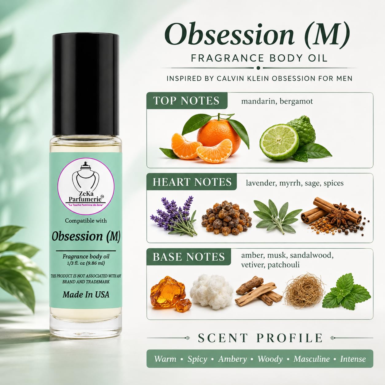 ZEKA PARFUMERIE Ombre Nomade Perfume Oil | Long-Lasting Unisex Fragrance Body Oil | Alcohol-Free Roll-On | 1/3 Fl Oz (9.86 mL) Made in USA Beauty & Personal Care ZEKA PARFUMERIE