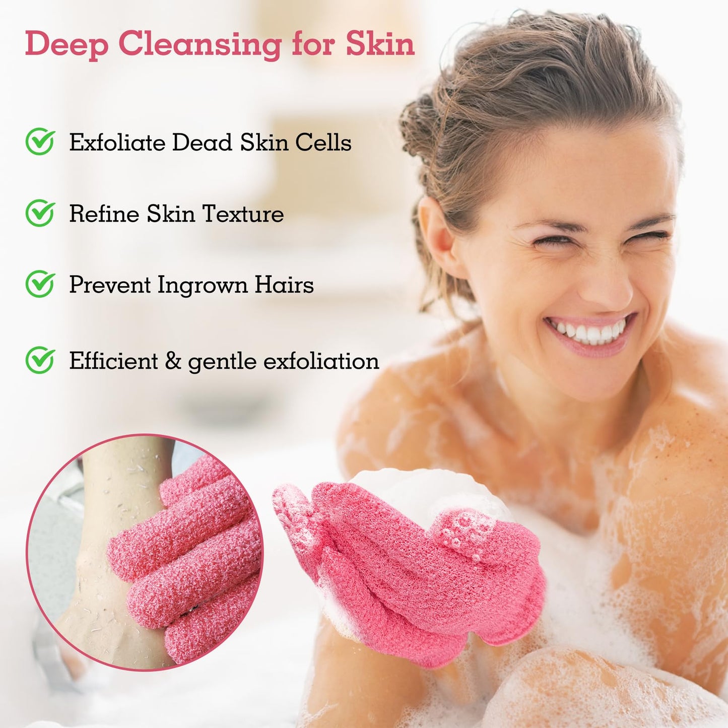 Evridwear Exfoliating Glove Shower Gloves Exfoliate Dead Skin for Dry Sensitive Skin No Irritation with Hanging Loop Beauty & Personal Care Evridwear
