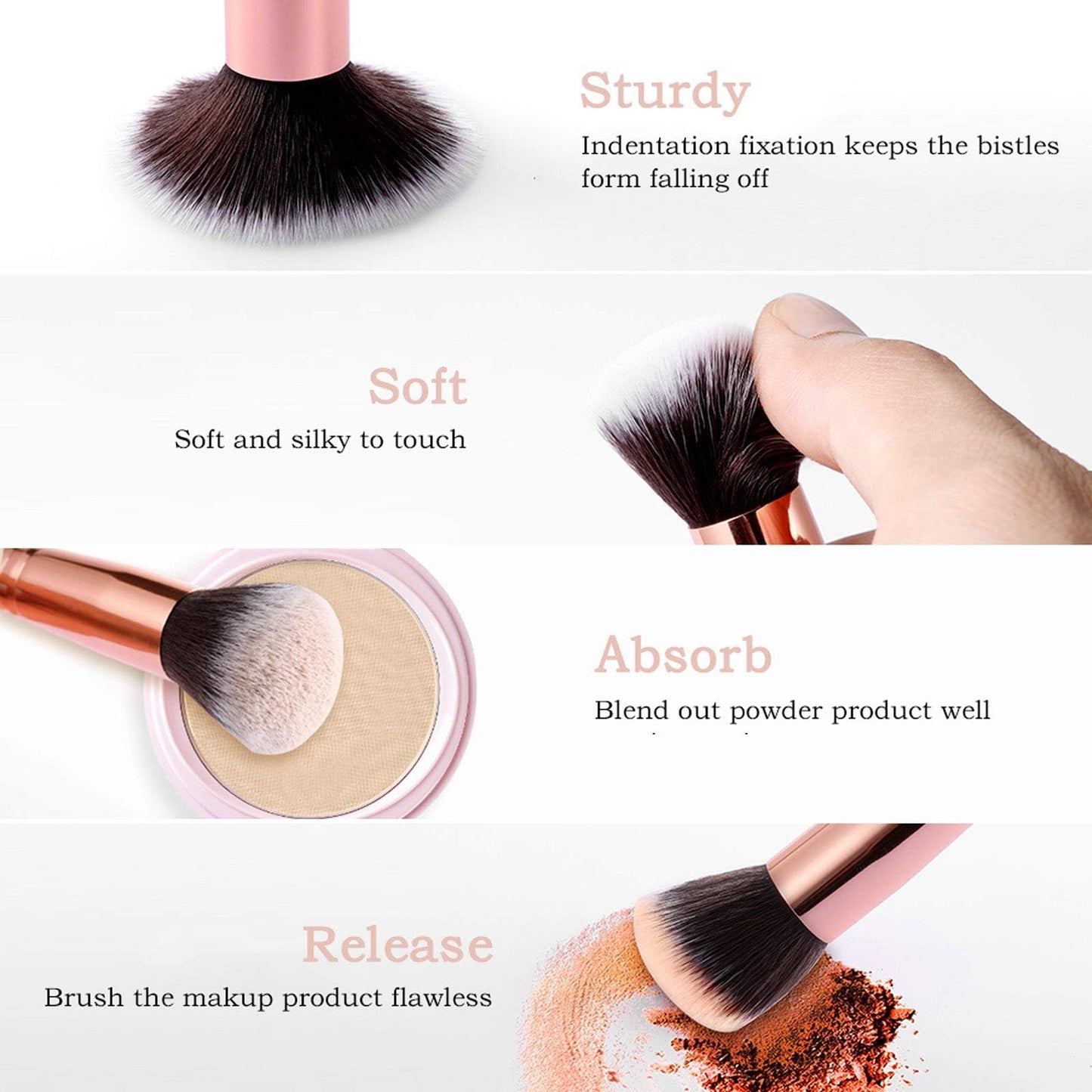 Makeup Brushes DUAIU 15PCs Marble Makeup Brush Set Premium Synthetic Kabuki Powder Blush Contour Foundation Concealer Eyeshadow Brushes with Makeup Beauty & Personal Care DUAIU