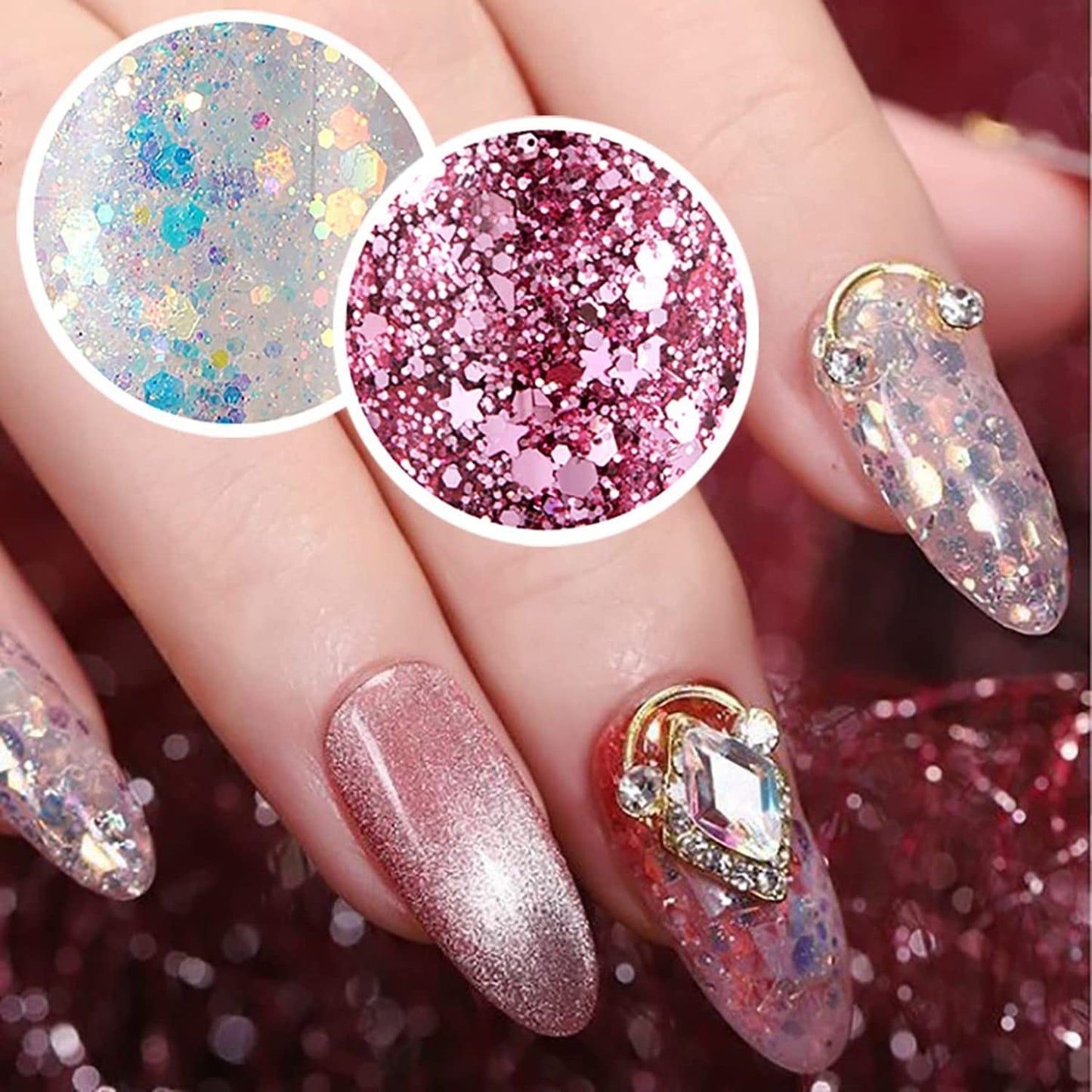 MAEPEOR Chunky Face Body Glitter Gel 19 Colors Mermaid Sequins Holographic Body Glitter Gel Long-Lasting Festival Makeup Glitter Paint for Face Body Beauty & Personal Care MAEPEOR