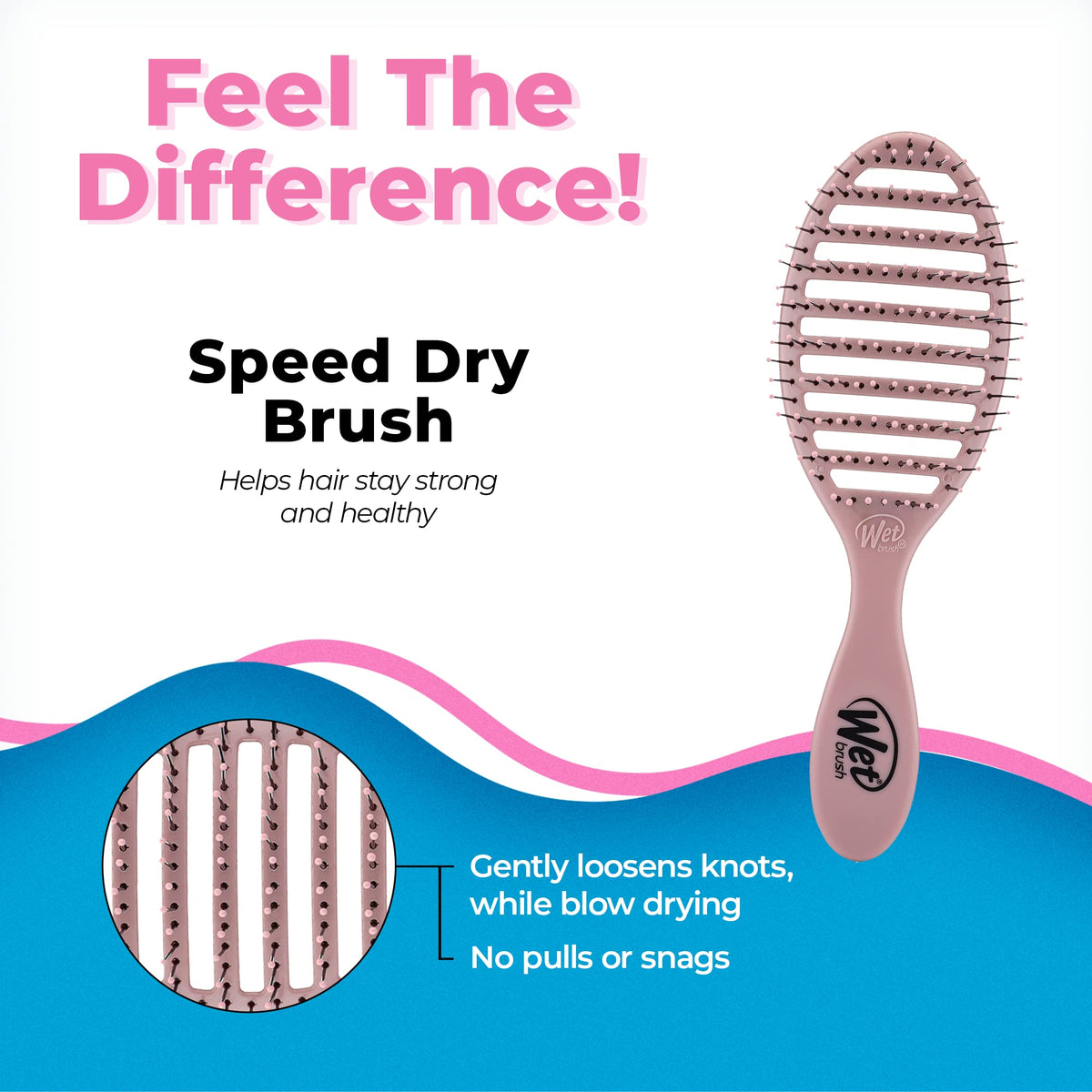 Wet Brush Speed Dry Hair Brush, Dusty Rose - Vented Design and Ultra Soft HeatFlex Bristles Are Blow Dry Safe With Ergonomic Handle Manages Tangle and