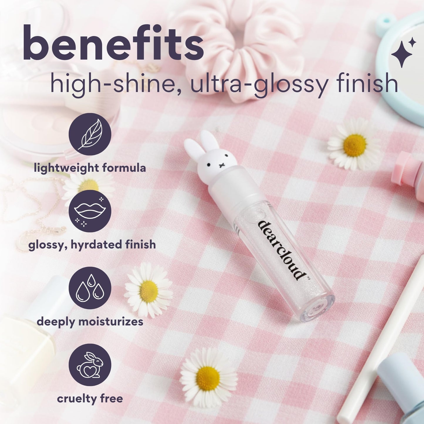 dearcloud Miffy Lip Serum Jelly - Clear Shimmer Lip Gloss for Hydration & Shine (Clear Skies) Beauty & Personal Care dearcloud