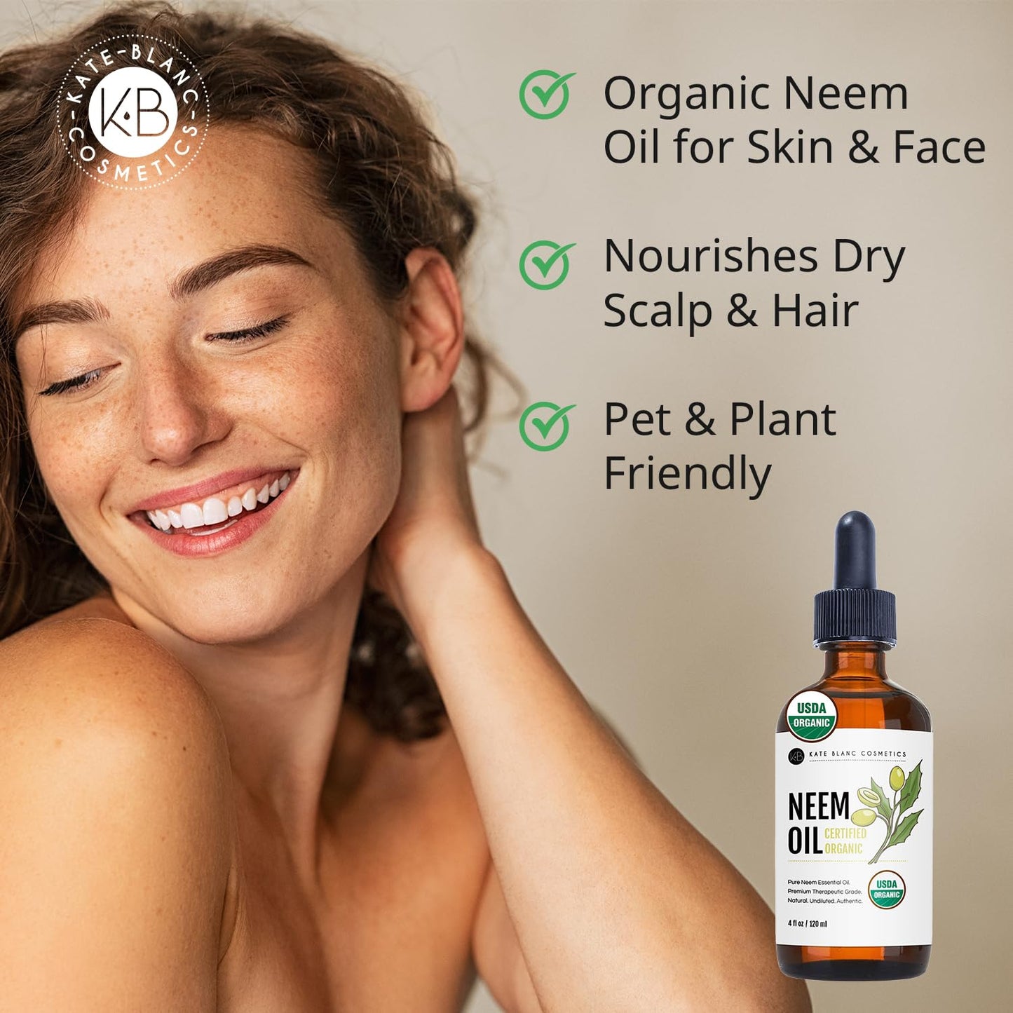 Kate Blanc Cosmetics Neem Oil for Skin, Hair & Face. Safe for Dog, Plants, Scalp (4oz, Organic, Cold Pressed, Concentrate) Beauty & Personal Care Kate Blanc Cosmetics