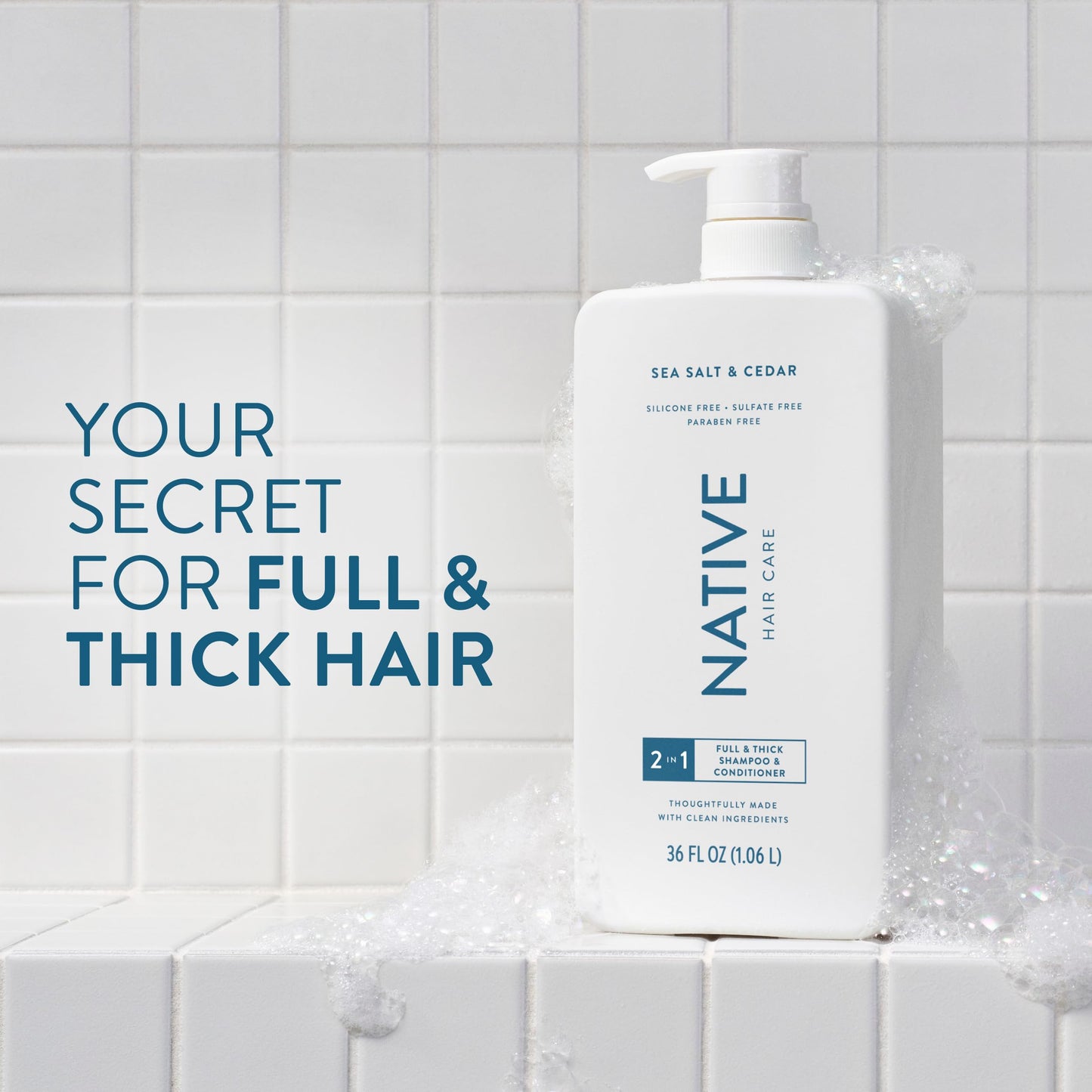 Native Full & Thick 2-in-1 Shampoo & Conditioner Sea Salt & Cedar 36 fl Oz. Beauty & Personal Care Native