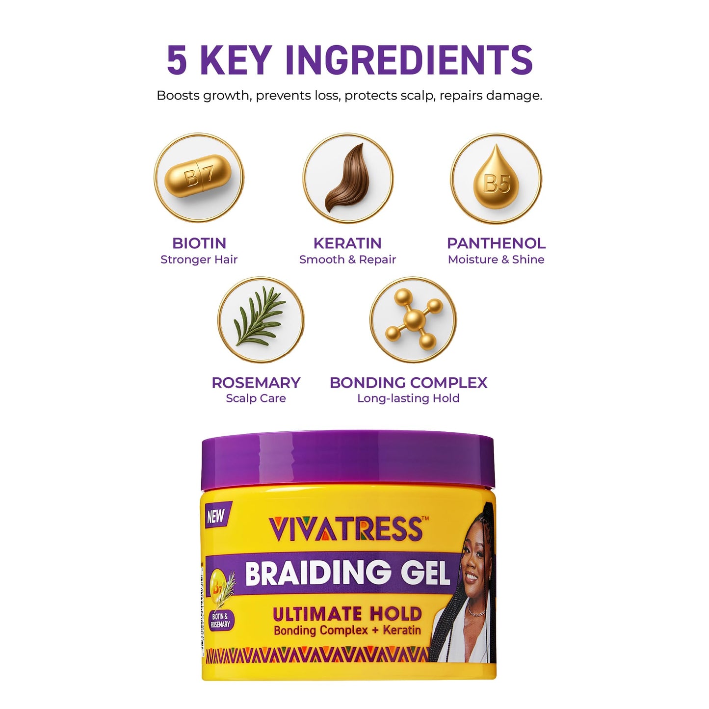 Red by Kiss VIVATRESS Ultimate Hold Braiding Gel - 4X Extra Strong, No Flake, Non Greasy, Long Lasting Sleek Styling Gel with Keratin, Biotin Beauty & Personal Care Red by Kiss
