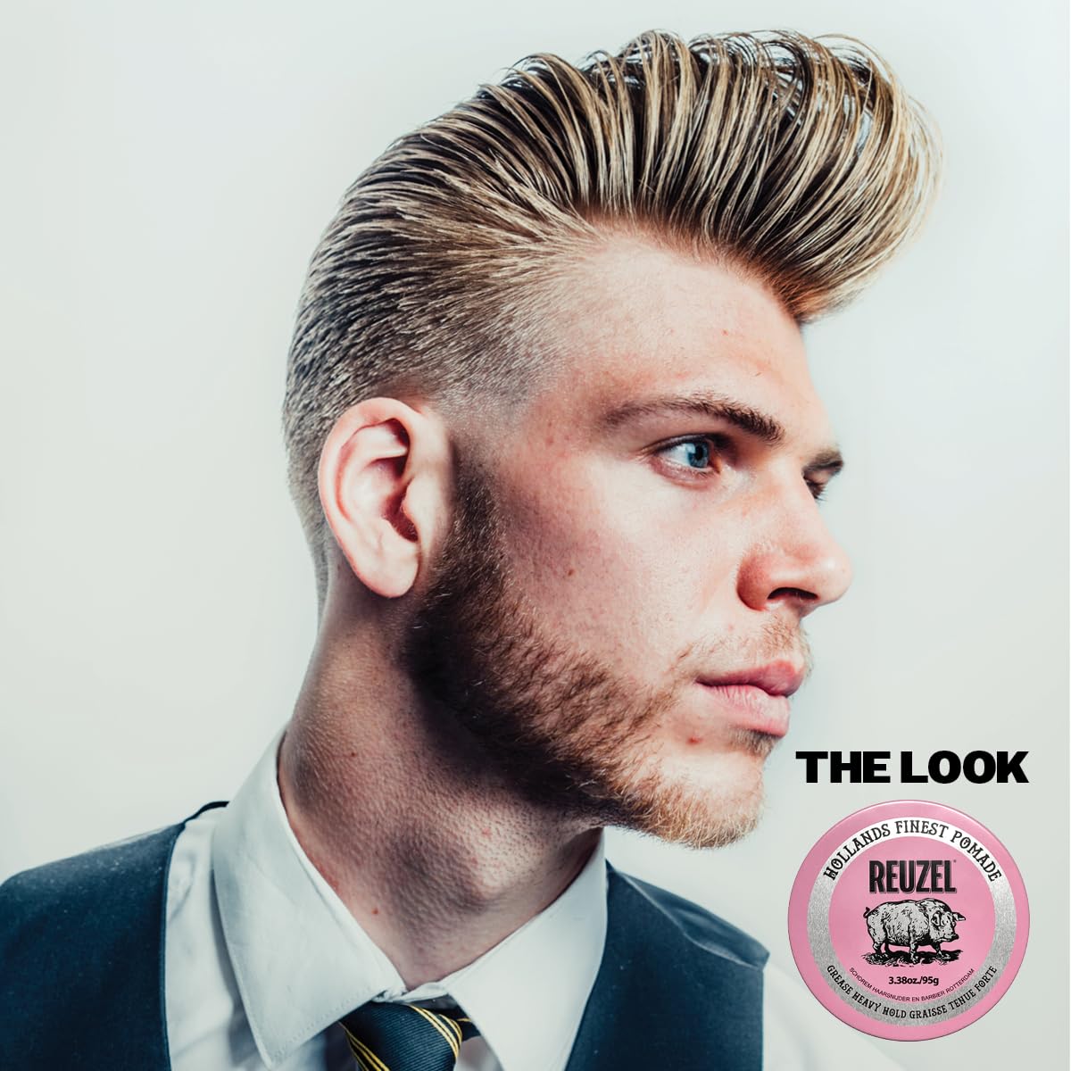 REUZEL Pink Grease Pomade, Strong All Day Hold, Oil-Based Styling Wax, Medium Shine, Easy To Wash Out, For All Hair Types Beauty & Personal Care REUZEL