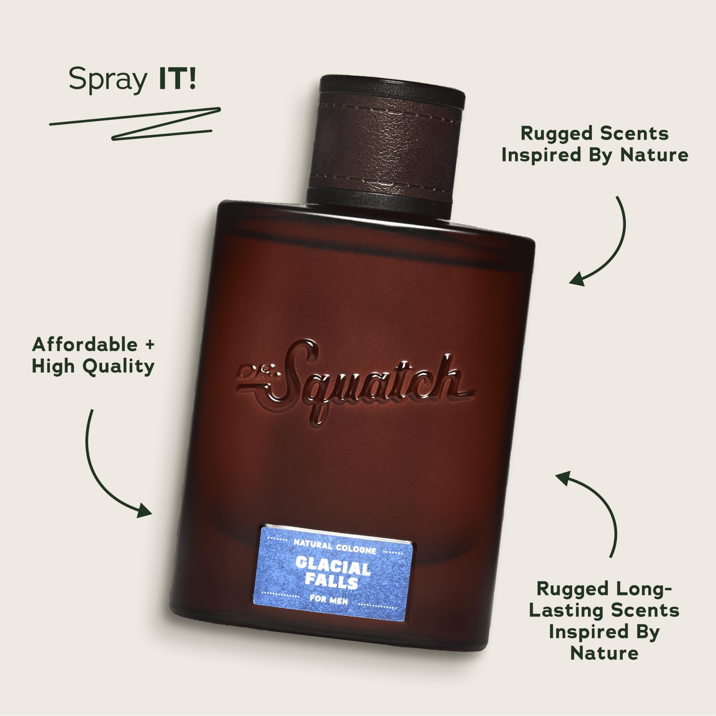 Dr. Squatch Natural Cologne for Men - Scent-Lock Technology and Sustainably-Sourced Ingredients - Glacial Falls Cologne (1.7 fl oz) Beauty & Personal Care Dr. Squatch