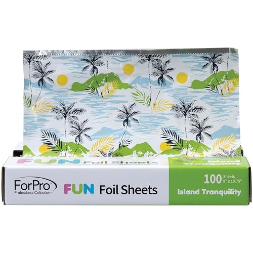 ForPro FUN Island Tranquility 9" Foil Sheets, Aluminum Hair Foils for Color Application and Highlighting Services, Food Safe, Pop-Up Dispenser, 9” W x Beauty & Personal Care ForPro Professional Collection